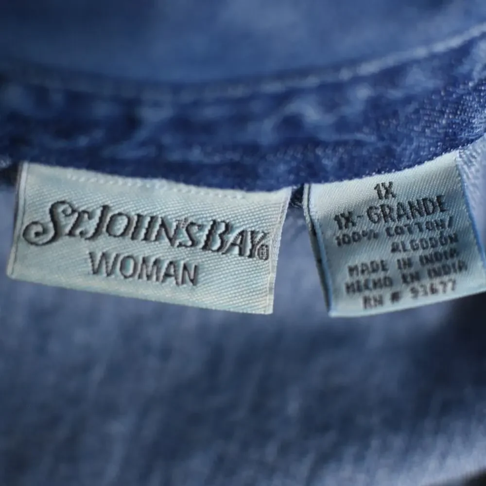 90s Sleeveless Denim Jean Shirt, St. John's Bay Women's 1X